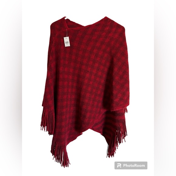 NWT Red Poncho Sweater - Picture 2 of 2